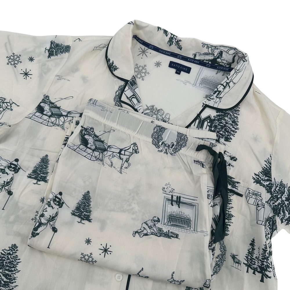 Katie Kime 3XL Womens Pajama‎ Set Christmas Holiday Print Short Sleeve